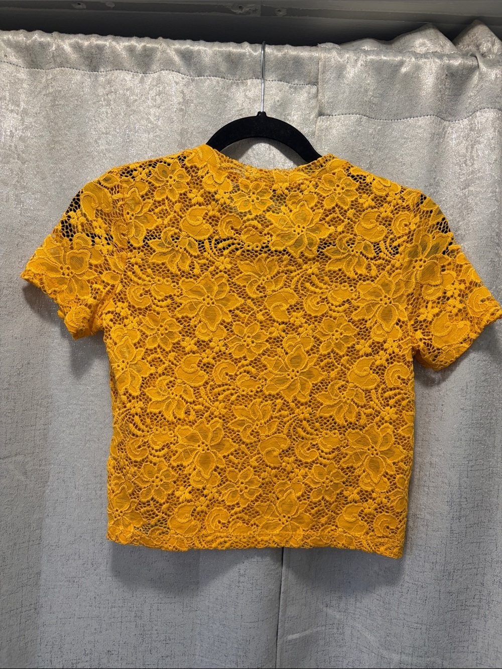 Zara Yellow Floral Lace Crop Top - Picture 7 of 8